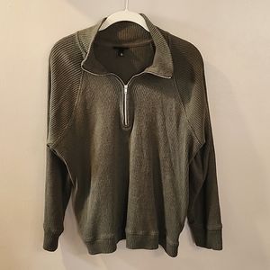 EUC Who What Wear Quarter Zip Ribbed Sweater - Olive Green (XL)